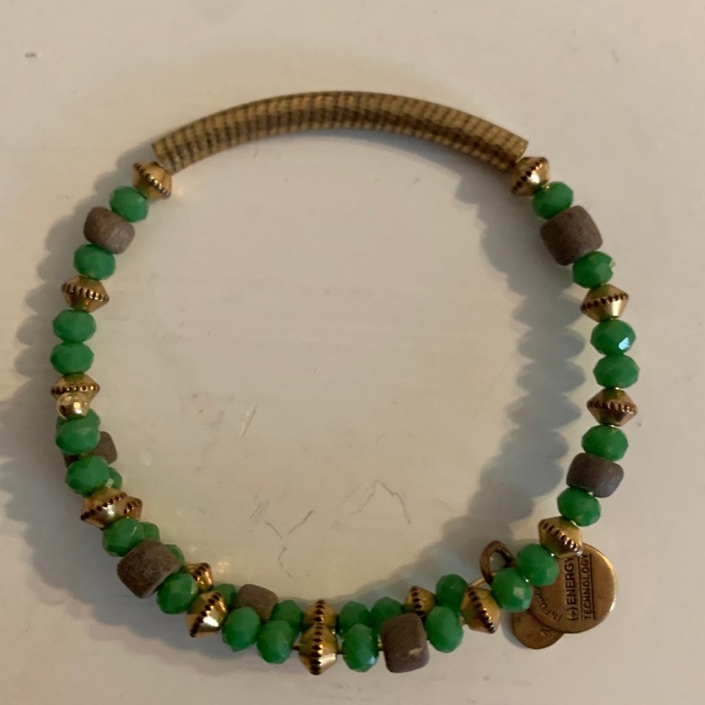 Alex and Ani Bracelet ~ Green and Gold Beaded